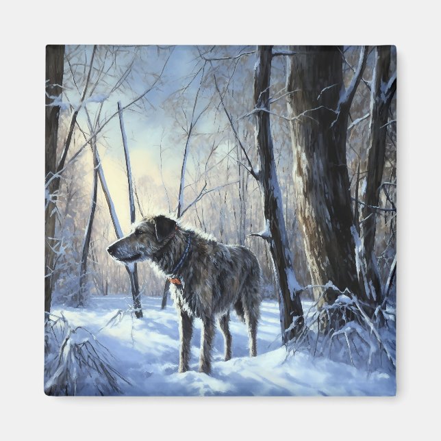 Irish Wolfhound Låt det snöa jul Magnet (Framsidan)
