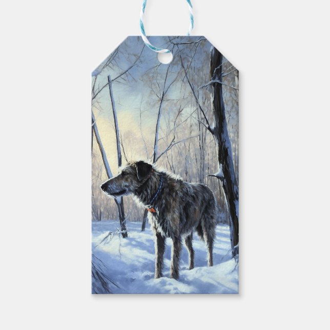 Irish Wolfhound Låt det snöa jul Presentetikett (Framsidan)