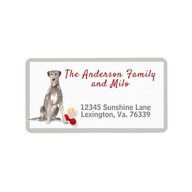 Irish Wolfhound Leksak Home Returadress Adressetikett (Framsidan)