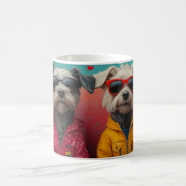 Irish Wolfhound med hjärter Rosor Alla hjärtans da Kaffemugg (Center)