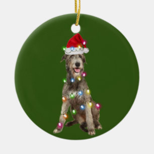 Irish Wolfhound med julfetter Julgransprydnad Keramik
