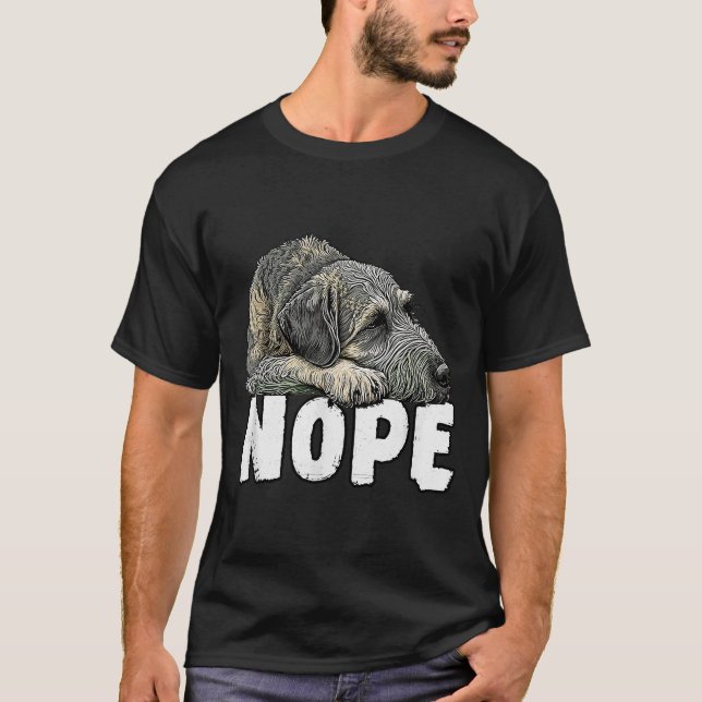 Irish Wolfhound Nope Funny Lazy Pet Dog Cute  T Shirt (Framsida)