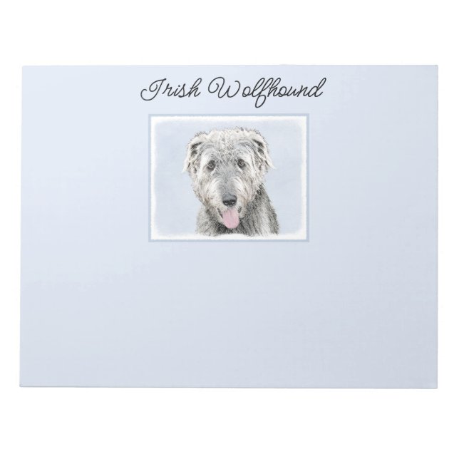 Irish Wolfhound Painting - Cute Original Hund Art Anteckningsblock (Framsida)
