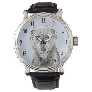 Irish Wolfhound Painting - Cute Original Hund Art Armbandsur