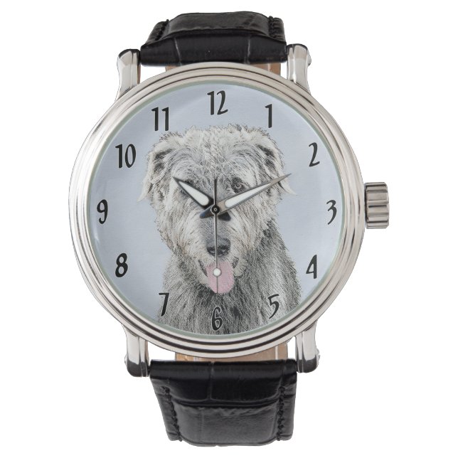 Irish Wolfhound Painting - Cute Original Hund Art Armbandsur (Framsida)