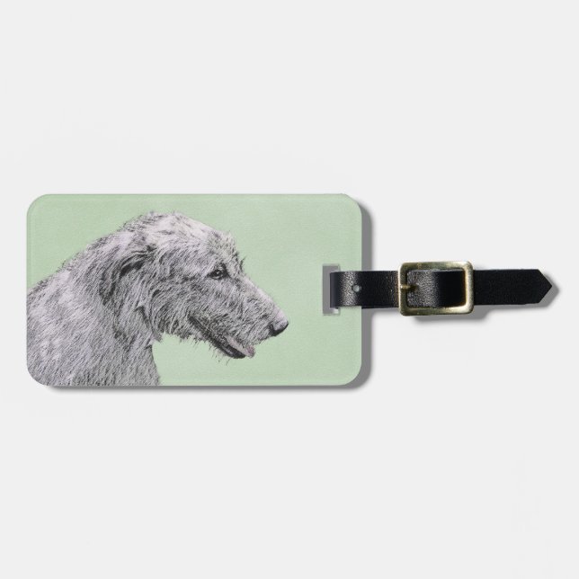 Irish Wolfhound Painting - Cute Original Hund Art Bagagebricka (Horisontell Framsida)