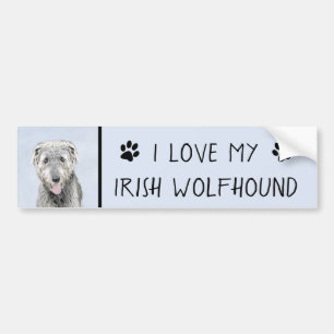 Irish Wolfhound Painting - Cute Original Hund Art Bildekal