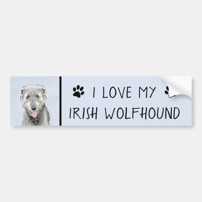 Irish Wolfhound Painting - Cute Original Hund Art Bildekal (Framsidan)
