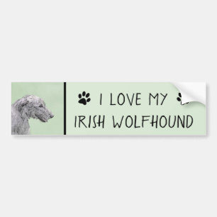Irish Wolfhound Painting - Cute Original Hund Art Bildekal