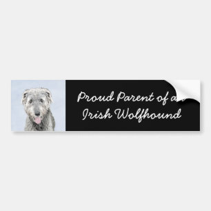 Irish Wolfhound Painting - Cute Original Hund Art Bildekal