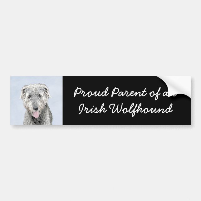 Irish Wolfhound Painting - Cute Original Hund Art Bildekal (Framsidan)