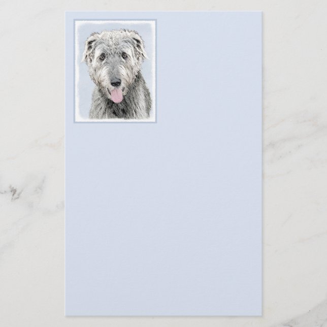 Irish Wolfhound Painting - Cute Original Hund Art Brevpapper (Framsida)