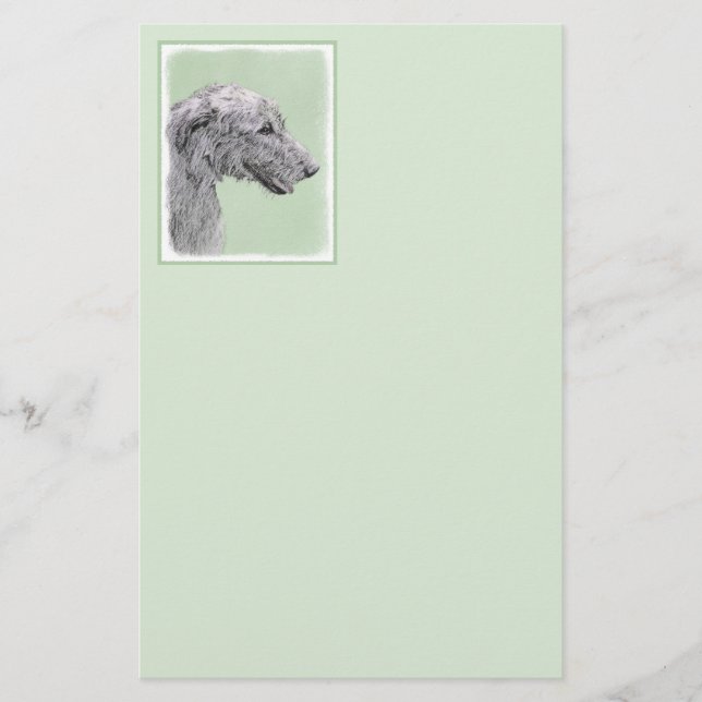 Irish Wolfhound Painting - Cute Original Hund Art Brevpapper (Framsida)