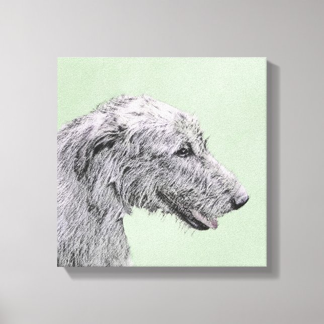 Irish Wolfhound Painting - Cute Original Hund Art Canvastryck (Framsida)