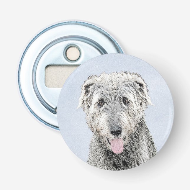 Irish Wolfhound Painting - Cute Original Hund Art Flasköppnare (Framsidan)