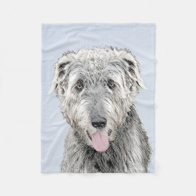 Irish Wolfhound Painting - Cute Original Hund Art Fleecefilt (Framsidan)