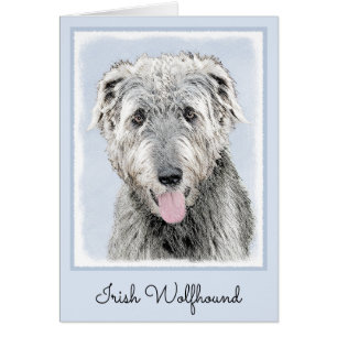 Irish Wolfhound Painting - Cute Original Hund Art Hälsningskort