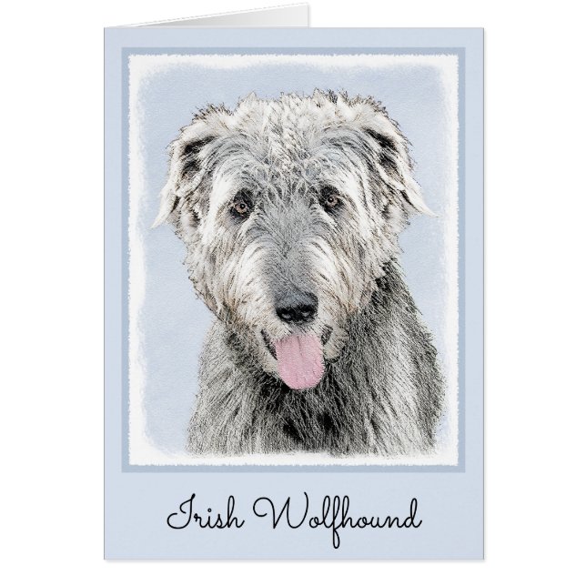 Irish Wolfhound Painting - Cute Original Hund Art Hälsningskort (Framsidan)