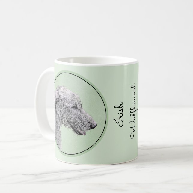 Irish Wolfhound Painting - Cute Original Hund Art Kaffemugg (Framsida vänster)