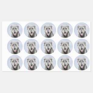 Irish Wolfhound Painting - Cute Original Hund Art Klistermärke