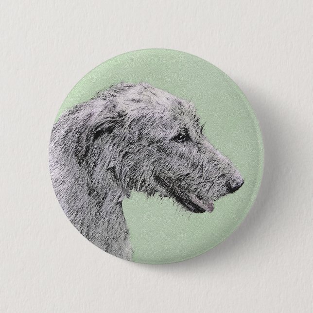 Irish Wolfhound Painting - Cute Original Hund Art Knapp (Framsida)
