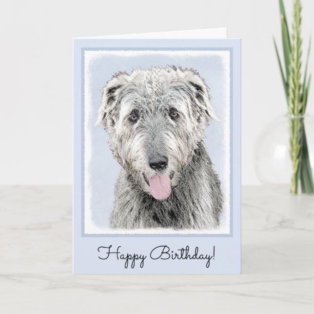 Irish Wolfhound Painting - Cute Original Hund Art Kort (Framsida)