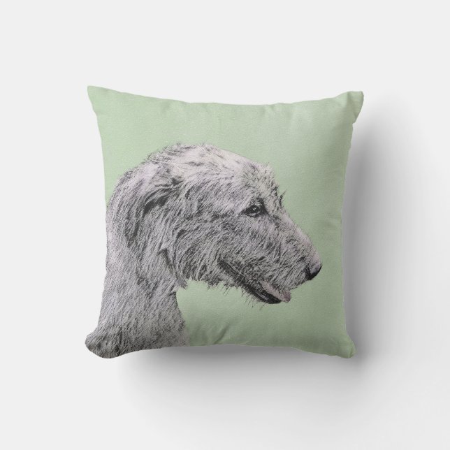 Irish Wolfhound Painting - Cute Original Hund Art Kudde (Framsida)