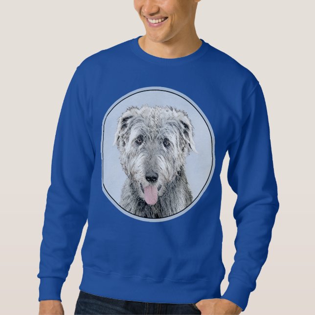 Irish Wolfhound Painting - Cute Original Hund Art Lång Ärmad Tröja (Framsida)