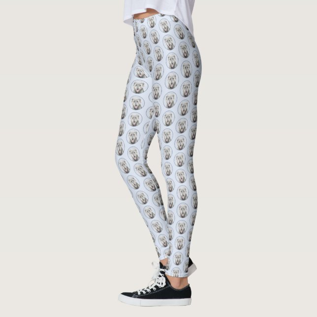 Irish Wolfhound Painting - Cute Original Hund Art Leggings (Vänster)