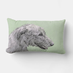 Irish Wolfhound Painting - Cute Original Hund Art Lumbarkudde