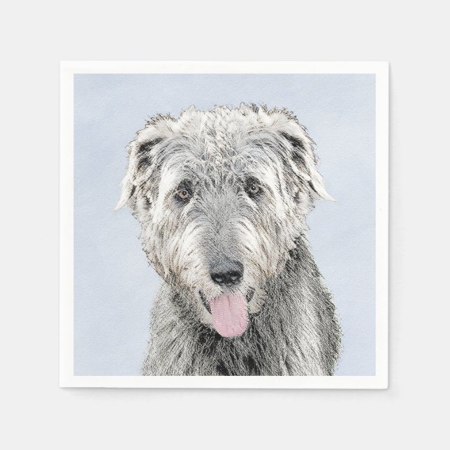 Irish Wolfhound Painting - Cute Original Hund Art Pappersservett (Framsidan)