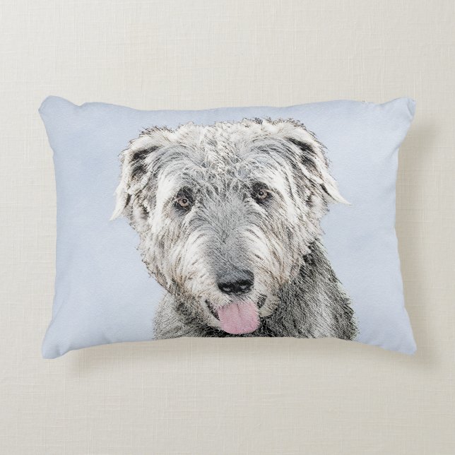 Irish Wolfhound Painting - Cute Original Hund Art Prydnadskudde (Framsidan)
