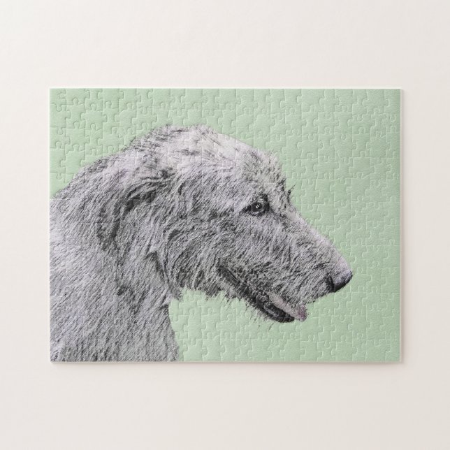 Irish Wolfhound Painting - Cute Original Hund Art Pussel (Horisontell)