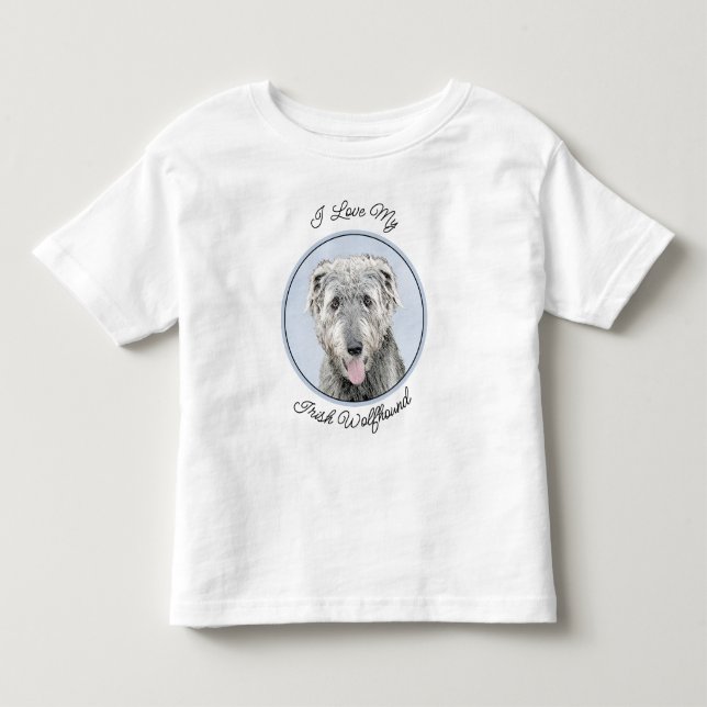 Irish Wolfhound Painting - Cute Original Hund Art T Shirt (Framsida)