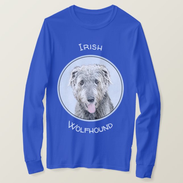 Irish Wolfhound Painting - Cute Original Hund Art T Shirt (Design framsida)