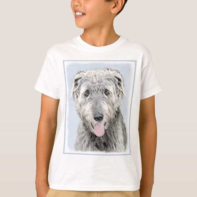 Irish Wolfhound Painting - Cute Original Hund Art T Shirt (Framsida)