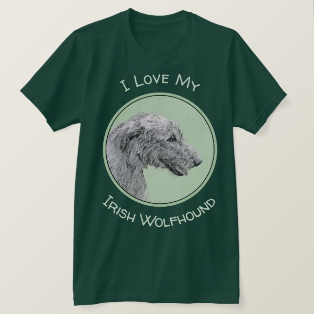 Irish Wolfhound Painting - Cute Original Hund Art T Shirt (Design framsida)