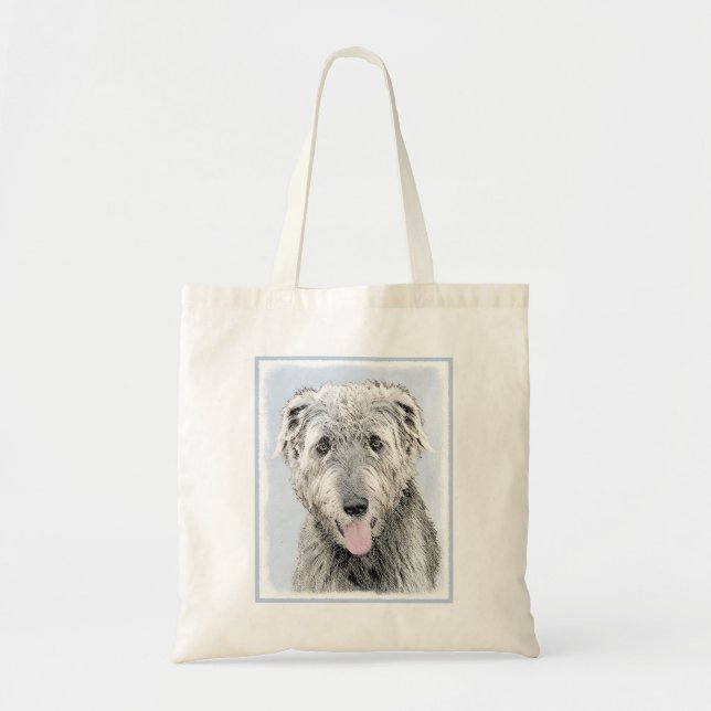 Irish Wolfhound Painting - Cute Original Hund Art Tygkasse (Framsidan)