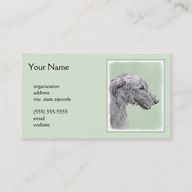 Irish Wolfhound Painting - Cute Original Hund Art Visitkort (Framsida)