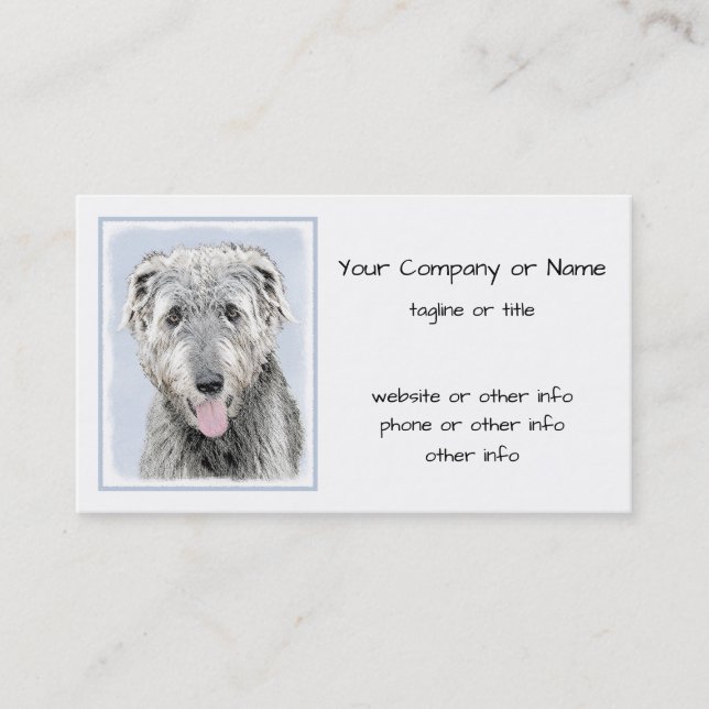 Irish Wolfhound Painting - Cute Original Hund Art Visitkort (Framsida)