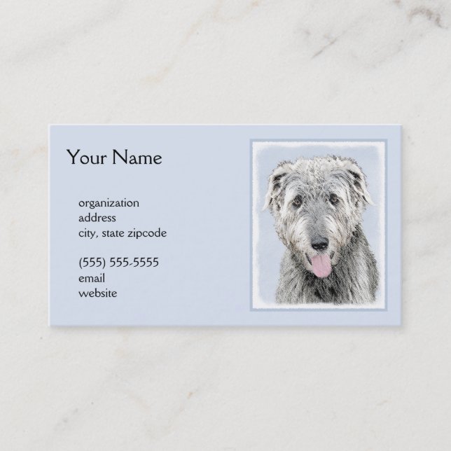 Irish Wolfhound Painting - Cute Original Hund Art Visitkort (Framsida)