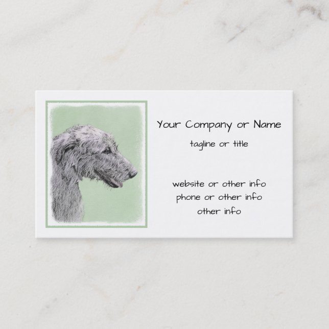 Irish Wolfhound Painting - Cute Original Hund Art Visitkort (Framsida)