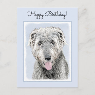 Irish Wolfhound Painting - Cute Original Hund Art Vykort