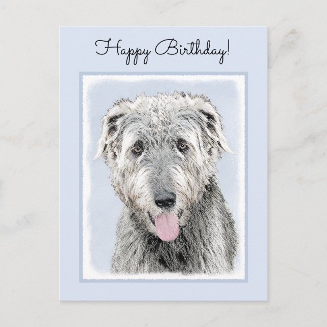Irish Wolfhound Painting - Cute Original Hund Art Vykort (Framsida)