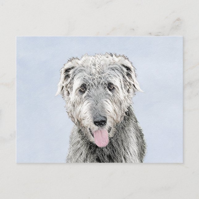 Irish Wolfhound Painting - Cute Original Hund Art Vykort (Framsida)