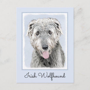 Irish Wolfhound Painting - Cute Original Hund Art Vykort