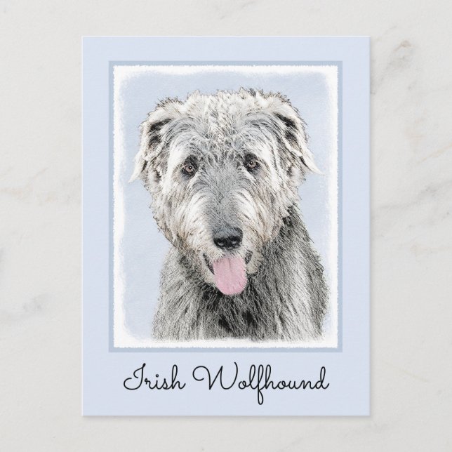 Irish Wolfhound Painting - Cute Original Hund Art Vykort (Framsida)