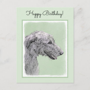 Irish Wolfhound Painting - Cute Original Hund Art Vykort