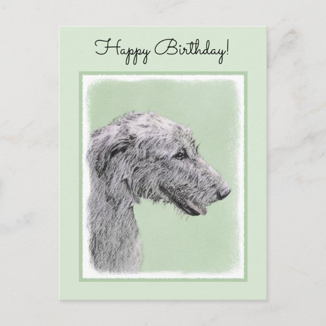 Irish Wolfhound Painting - Cute Original Hund Art Vykort (Framsida)