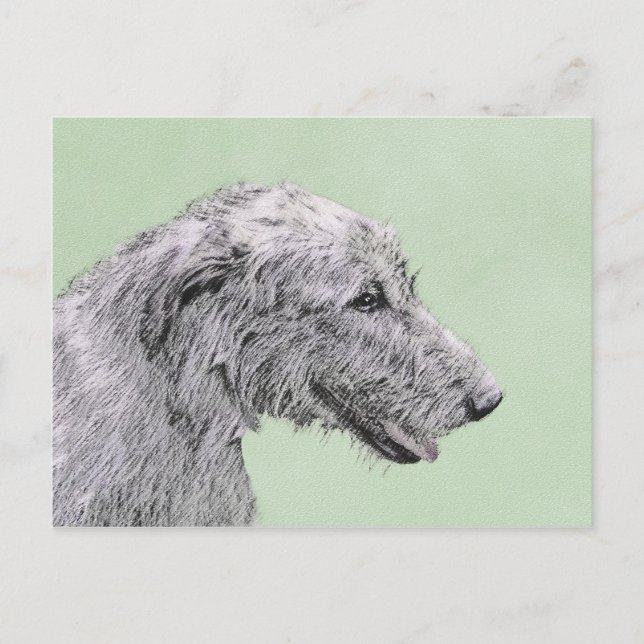Irish Wolfhound Painting - Cute Original Hund Art Vykort (Framsida)